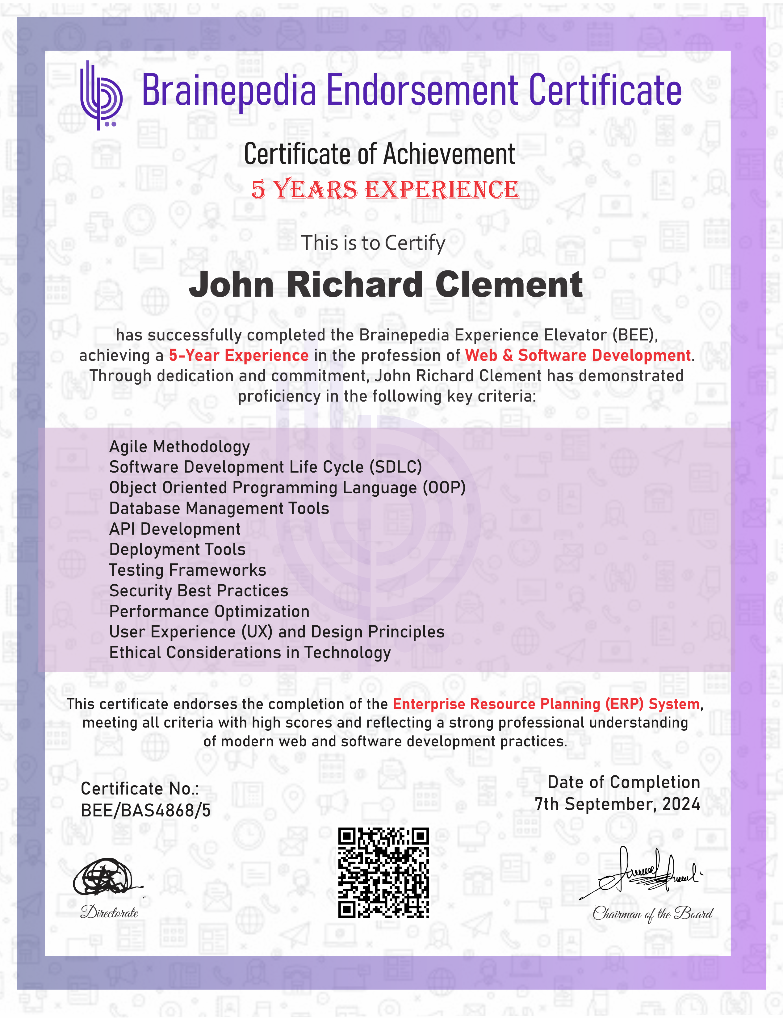 bee certificate